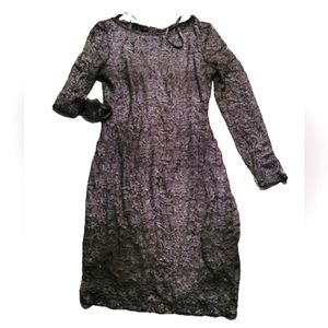 New Bisou Bisou Black lace dress with open upper back with love knot. Long sleev